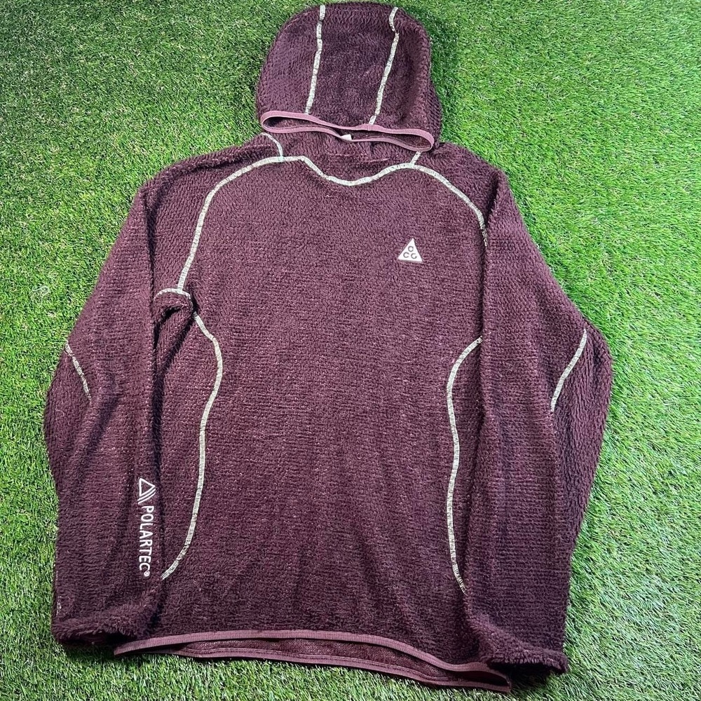 Nike ACG Polartec Wolf Lichen Fleece Hoodie Brown Mens Large DV9426-227 Rare